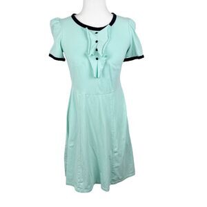 Every Body Every Wear Dress Women Small Green Ringer Stretch Short Sleeve Cotton